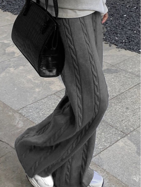 Warm Cable Wool Feeling Knitted Pants